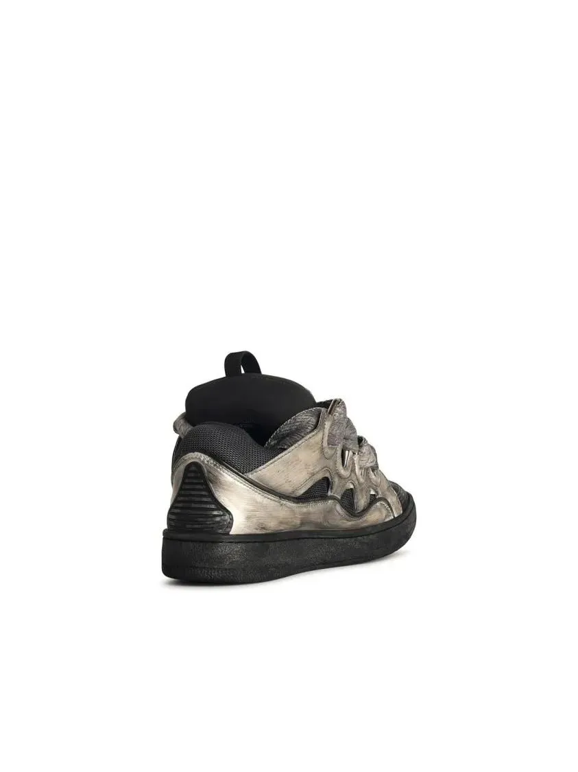   Lanvin  Curb' Grey Leather Blend Sneakers Grey  Low-Top Sneaker 