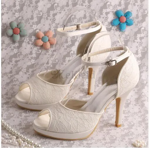 Romantisch Plattform Tatsächliche Absatzhöhe 3.94 Zoll High Heels Brautschuhe